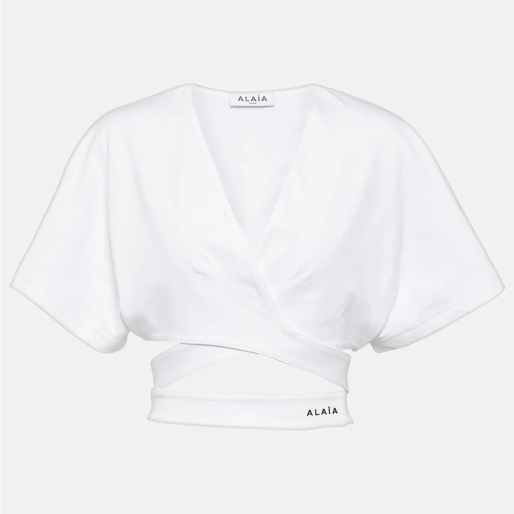 ALAÏA
Logo cotton jersey crop top size 42